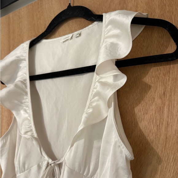 Aritzia Wilfred Tonka satin blouse ivory white coquette romantic balletcore S - Picture 6 of 11